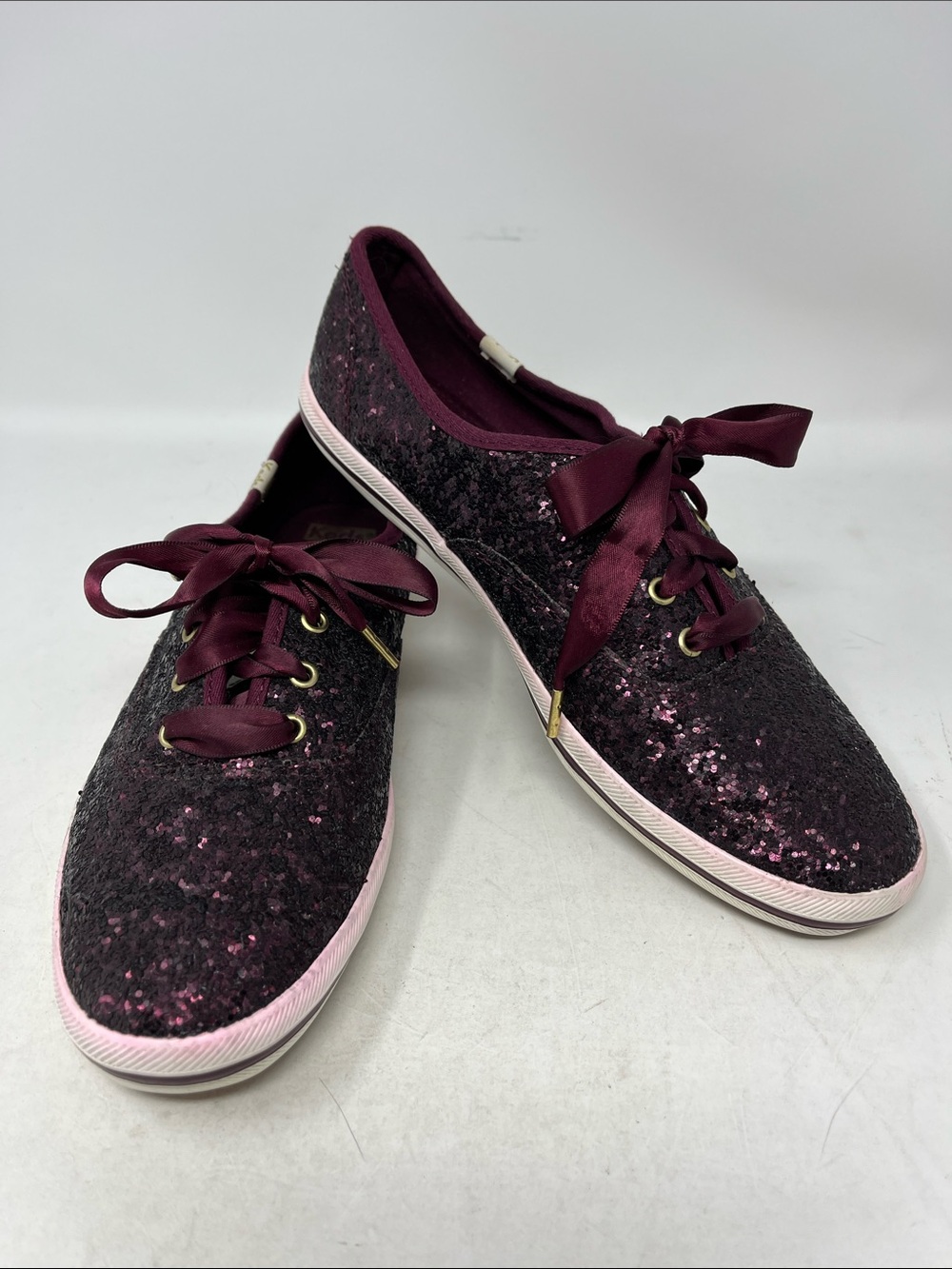 KATE SPADE AND KEDS BURGUNDY GLITTER SNEAKER SHOE SZ 8
